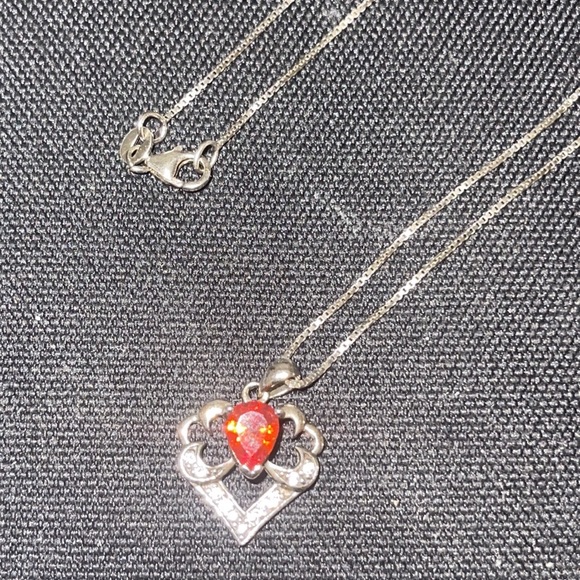 made in italy sterling silver 925 red stone necklace - Picture 5 of 5